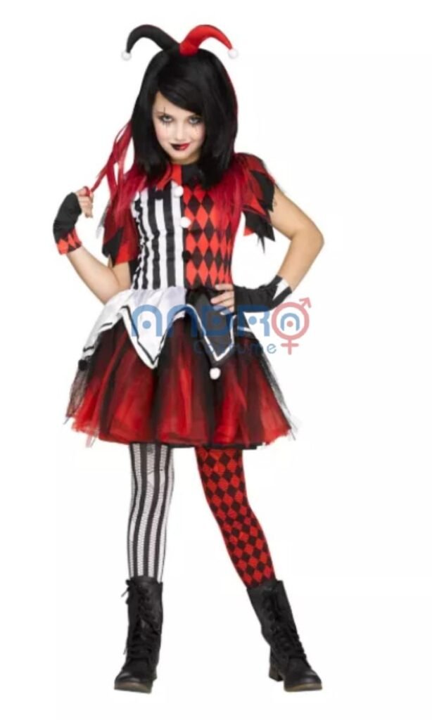 DISFRAZ AMERICANO ARLEQUIN NIÑA, PAYASO NIÑA