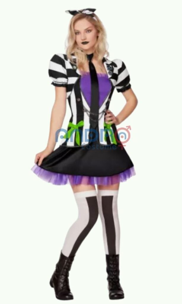 DISFRAZ AMERICANO BEETLEJUICE MUJER VESTIDO CON MORADO