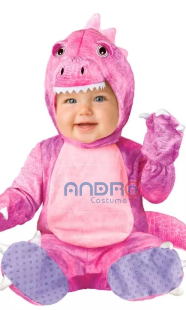 DISFRAZ AMERICANO DINOSAURIO BEBE ROSADO