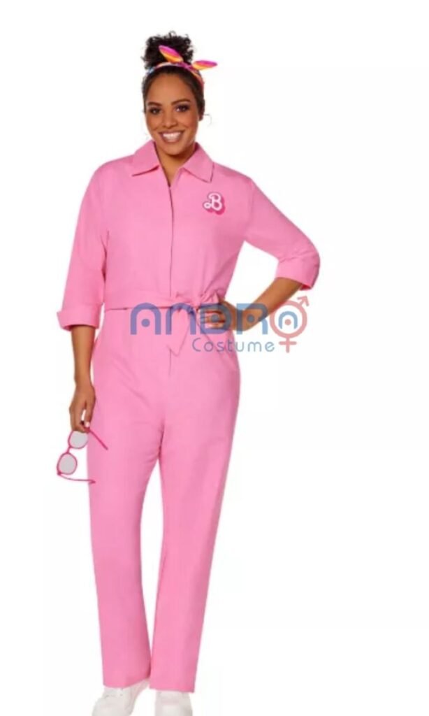 DISFRAZ AMERICANO MUJER BARBIE OVEROL ROSA
