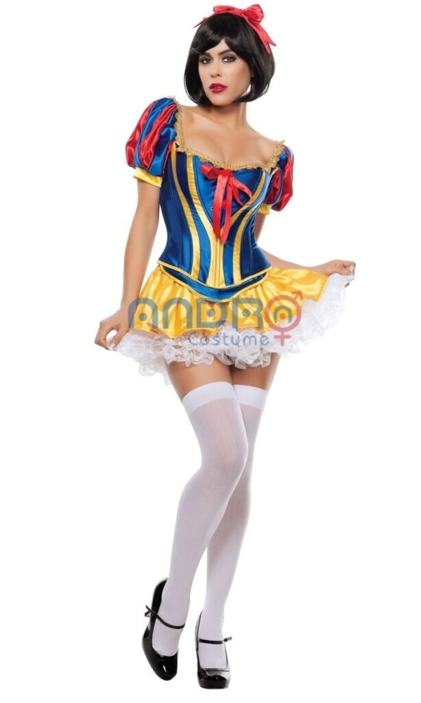 DISFRAZ AMERICANO MUJER BLANCA NIEVES VESTIDO CORTO