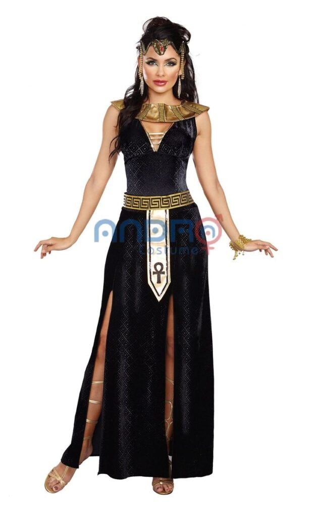 DISFRAZ AMERICANO MUJER CLEOPATRA, EN TERCIOPELO NEGRO