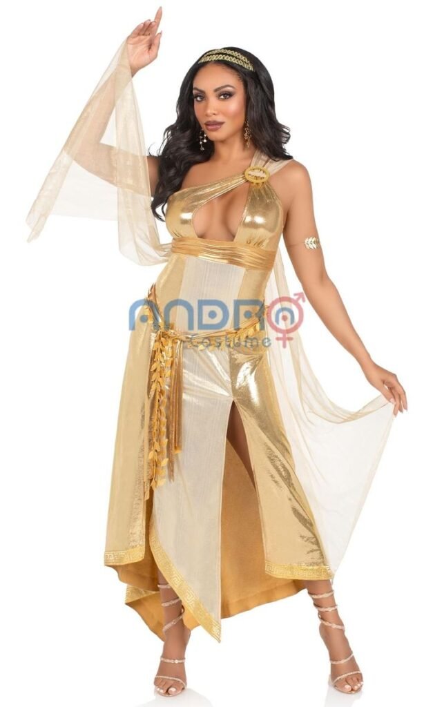 DISFRAZ AMERICANO MUJER DIOSA DORADO