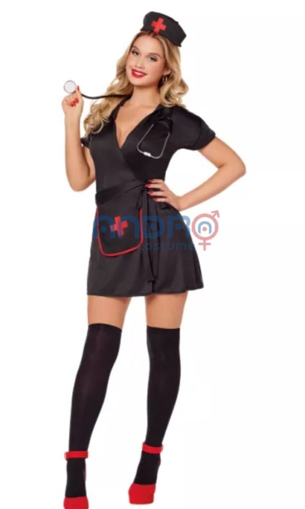 DISFRAZ AMERICANO MUJER ENFERMERA CLASICO COLOR NEGRO