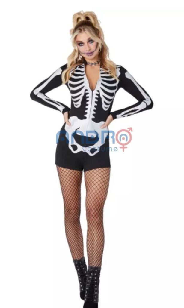 DISFRAZ AMERICANO MUJER ESQUELETO TRUZA SHORT