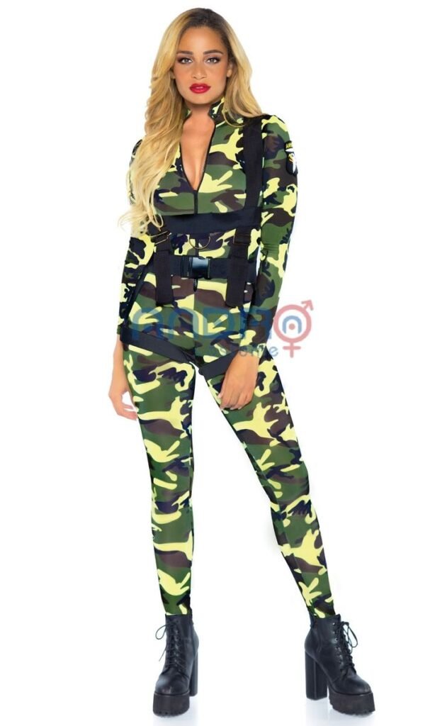 DISFRAZ AMERICANO MUJER MILITAR MUJER VERDE CON AMARILLO Y CAFE