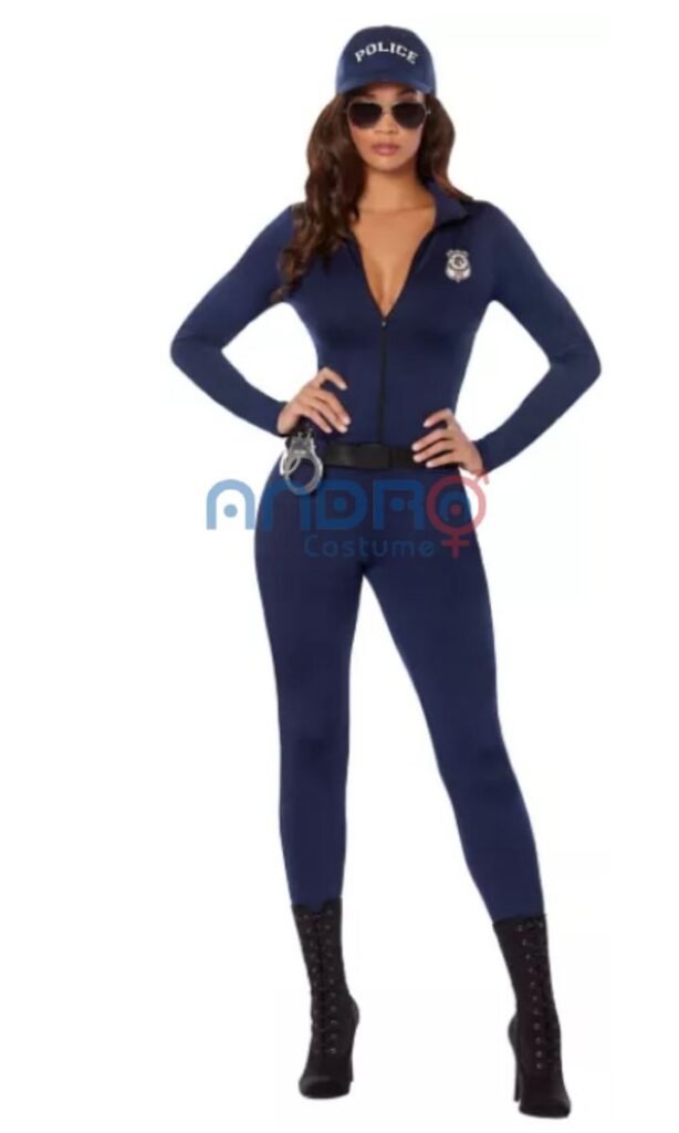 DISFRAZ AMERICANO MUJER POLICIA AMERICANO AZUL ENTERIZO