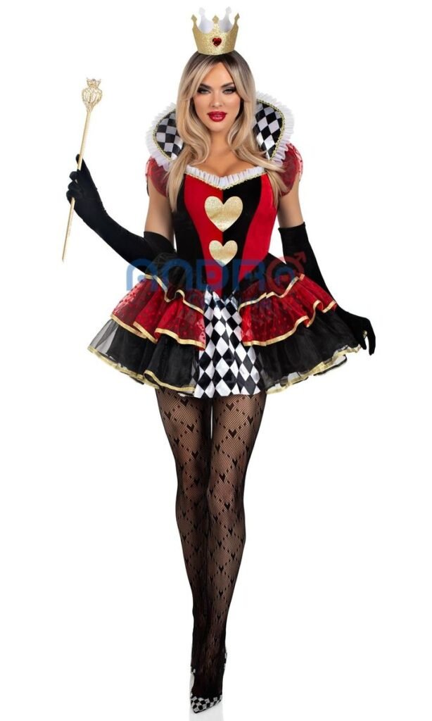 DISFRAZ AMERICANO MUJER RAINA DE CORAZONES DE LUJO VESTIDO CORTO, ALICIA EN EL PAIS DE LAS MARAVILLAS