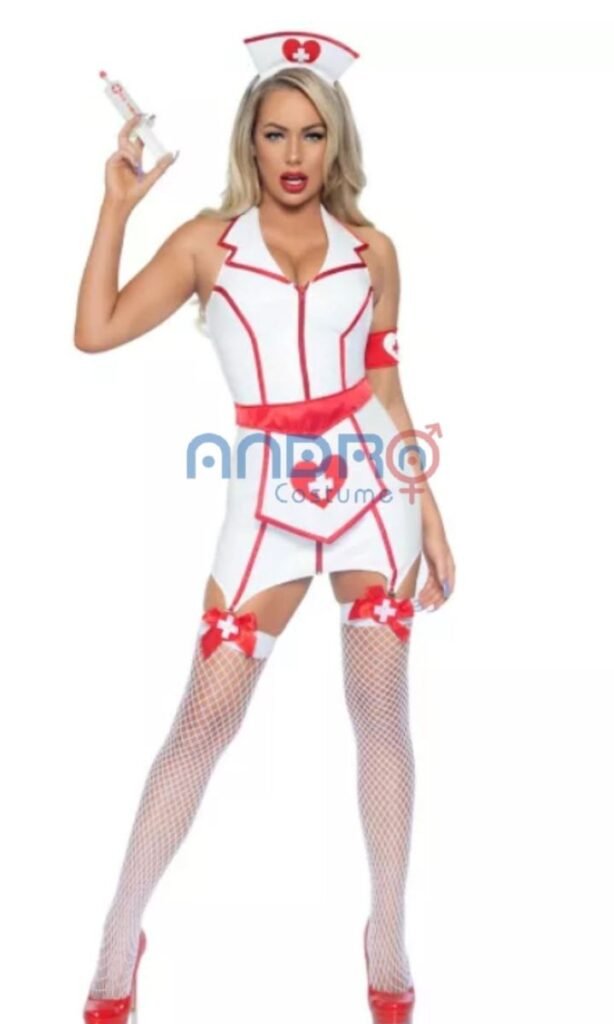 DISFRAZ AMERICANO MUJER SEXY ENFERMERA CON LIGUERO
