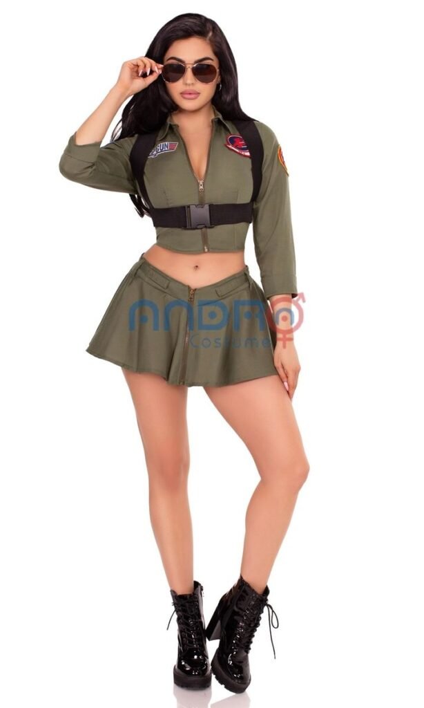 DISFRAZ AMERICANO MUJER TOP GUN DOS PIEZAS