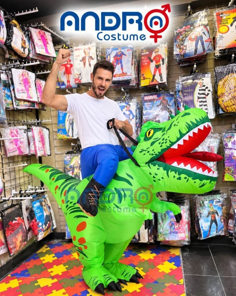 DISFRAZ DINOSAURIO VERDE ADULTO INFLABLE