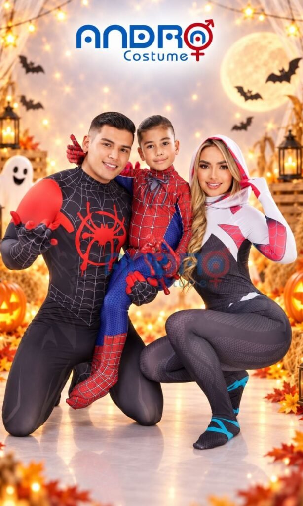 DISFRAZ FAMILIAR SPIDERMAN, HOMBRE MUJER Y NIÑO