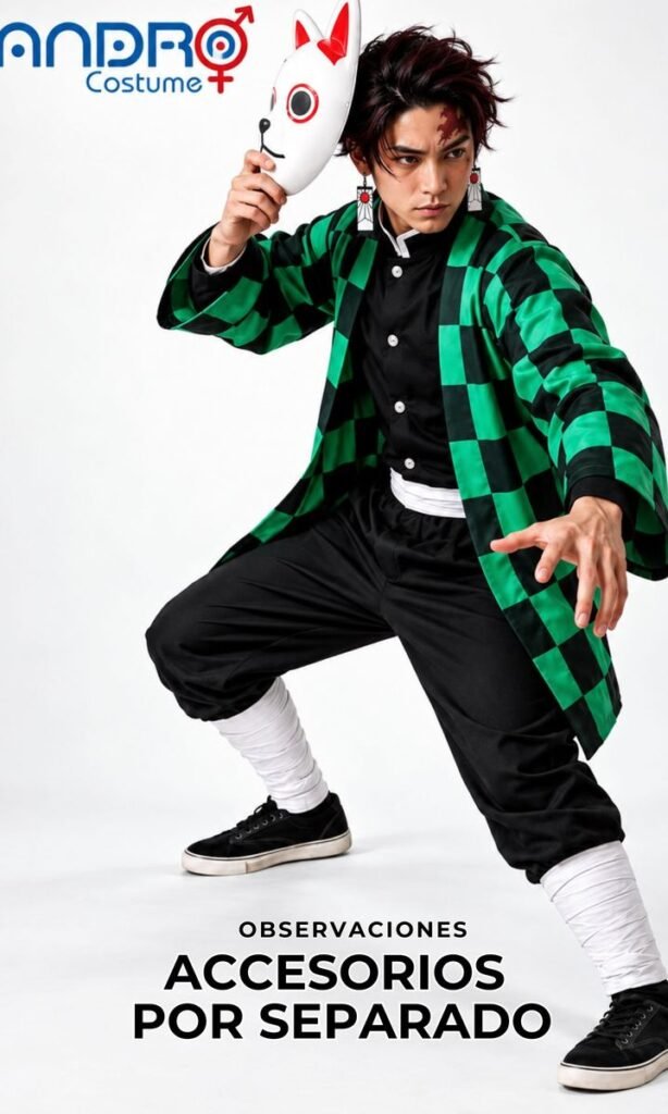 DISFRAZ HOMBRE TANJIRO DEMONS SLAYER (INCLUYE TRAJE,)