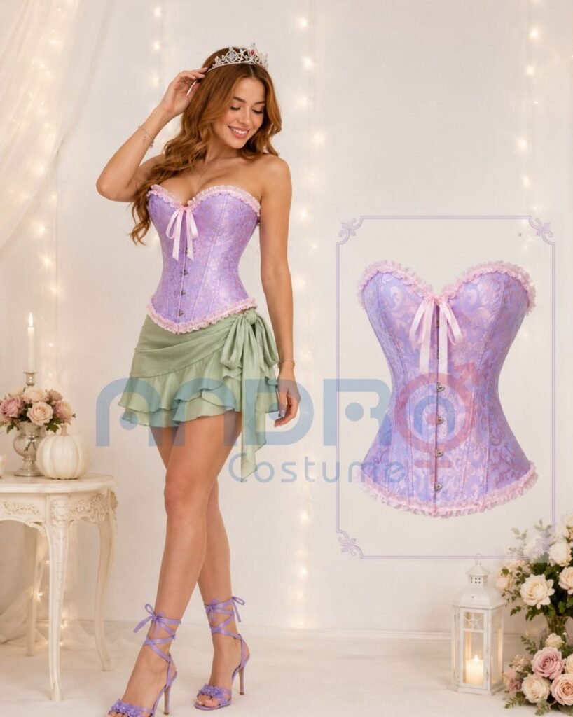 DISFRAZ LA SIRENITA MUJER, CORSET LILA, CORSET MORADO CLARO, CORSET MORADO, TIARA, CORONA