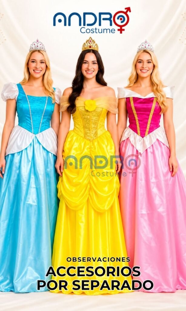 DISFRAZ MUJER PRINCESA LARGO CLASICO ( TRAJE LARGO, TIARA, GUANTES)