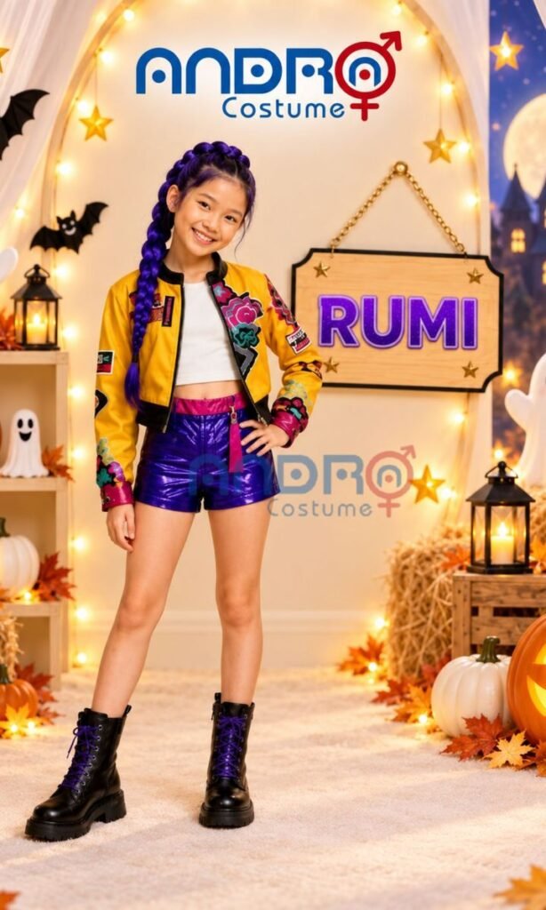 DISFRAZ NIÑA RUMI CHAQUETA AMARILLA K-POP SHORT