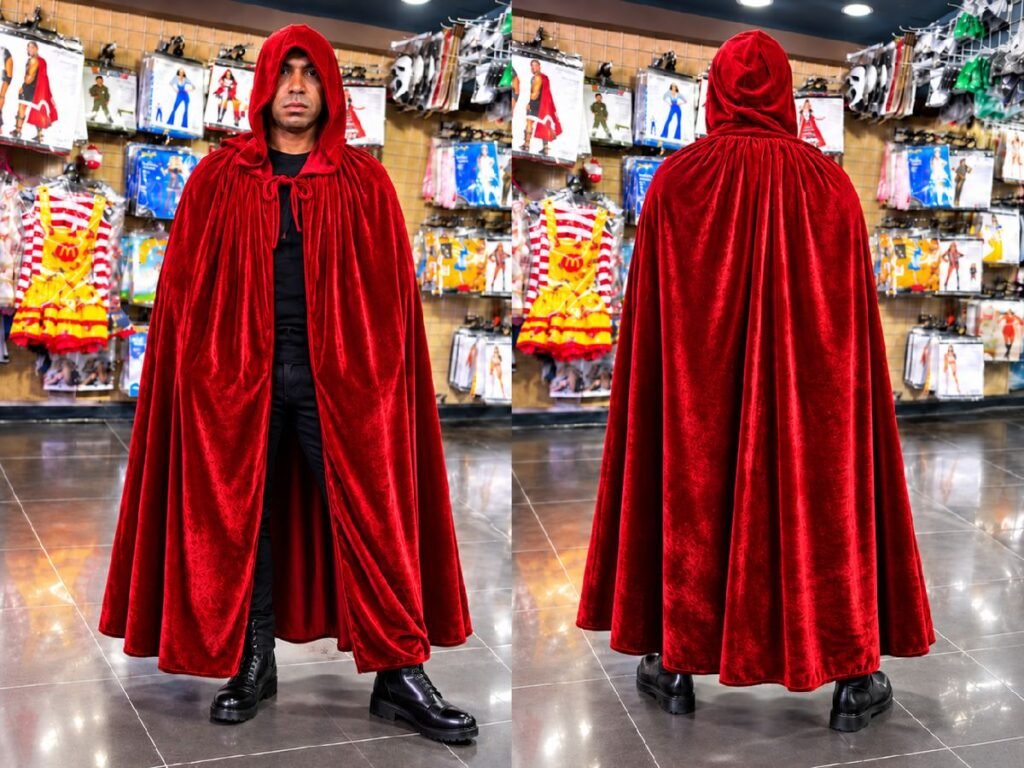 CAPA ROJA TERCIOPELO, CON CAPOTA