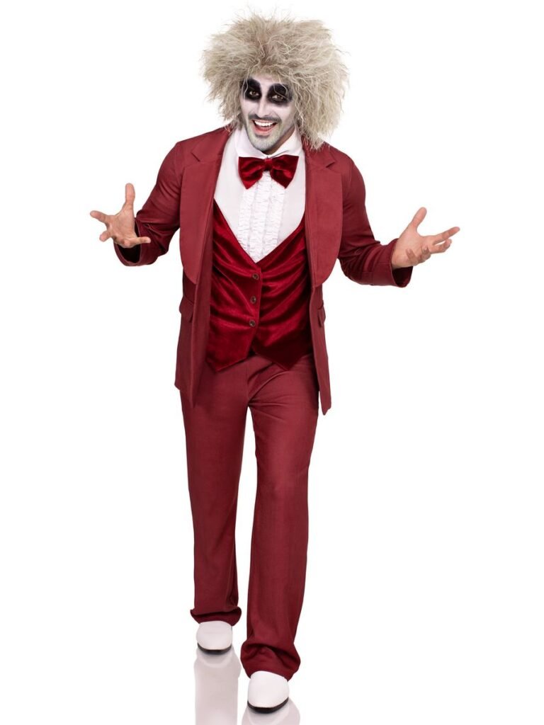 DISFRAZ HOMBRE BEETLEJUICE TRAJE ROJO- DISFRAZ AMERICANO