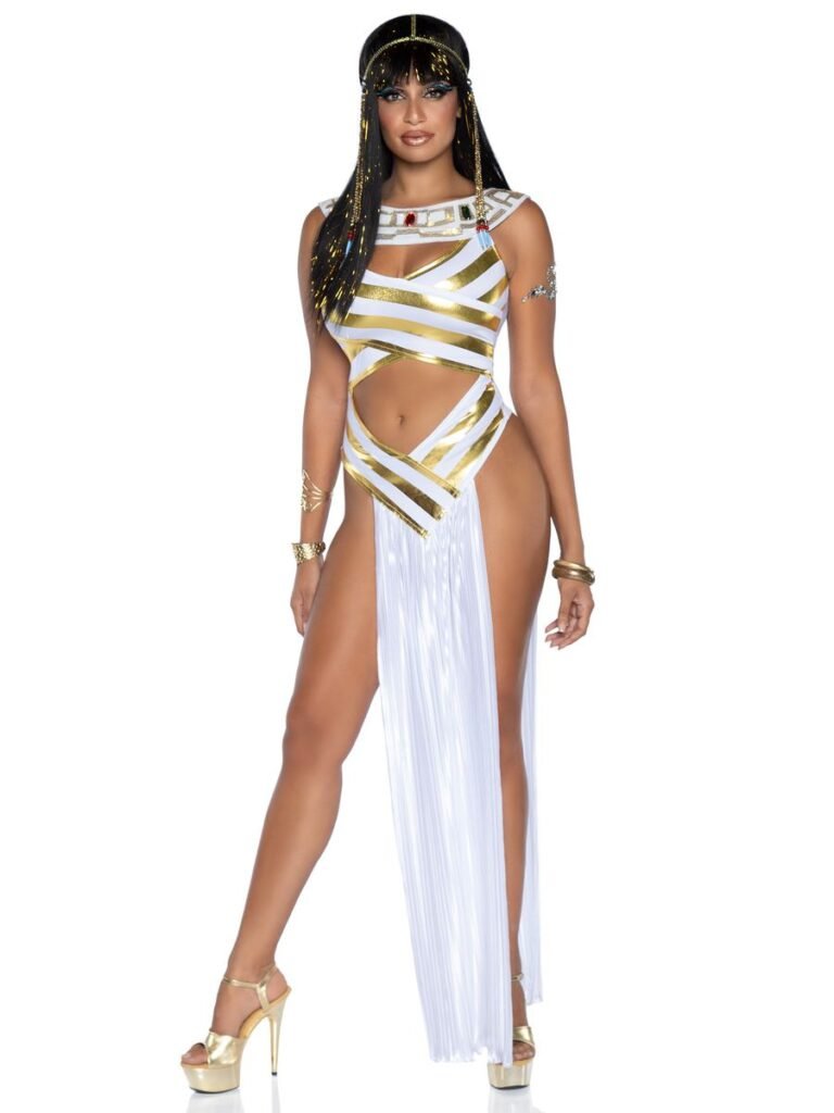DISFRAZ MUJER DIOSA BLANCO CON DORADO SEXY -DISFRAZ AMERICANO