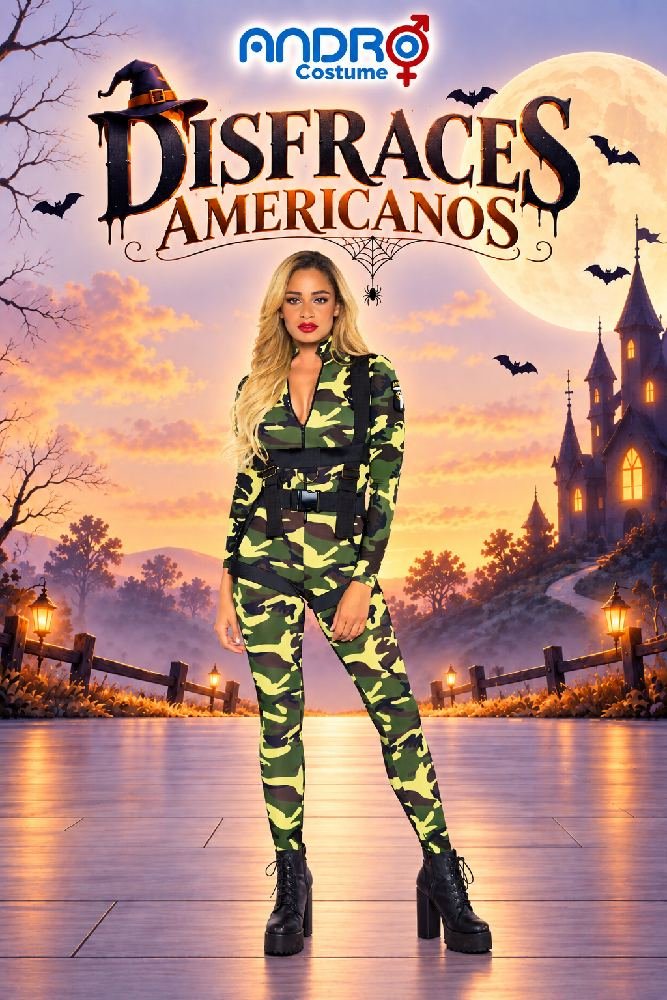 DISFRAZ MUJER MILITAR ENTERIZO- DISFRAZ AMERCANO