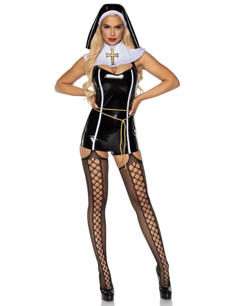 DISFRAZ MUJER MONJA TRAJE CORTO SEXY- DISFRAZ AMERICANO