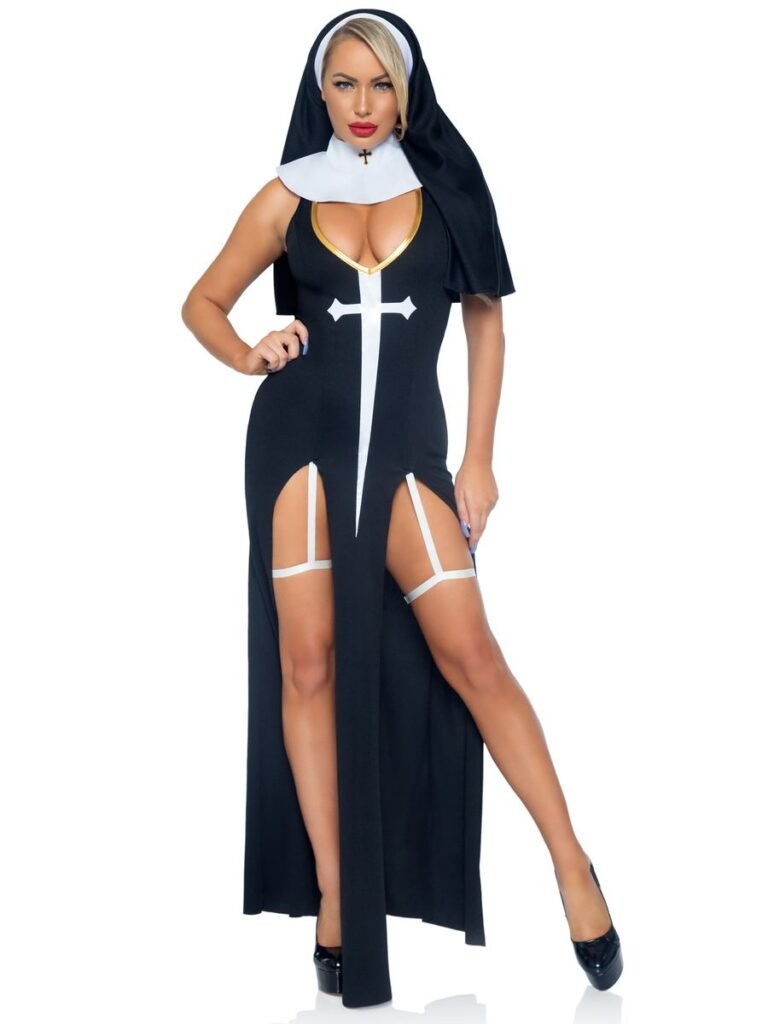 DISFRAZ MUJER MONJA TRAJE LARGO SEXY- DISFRAZ AMERICANO