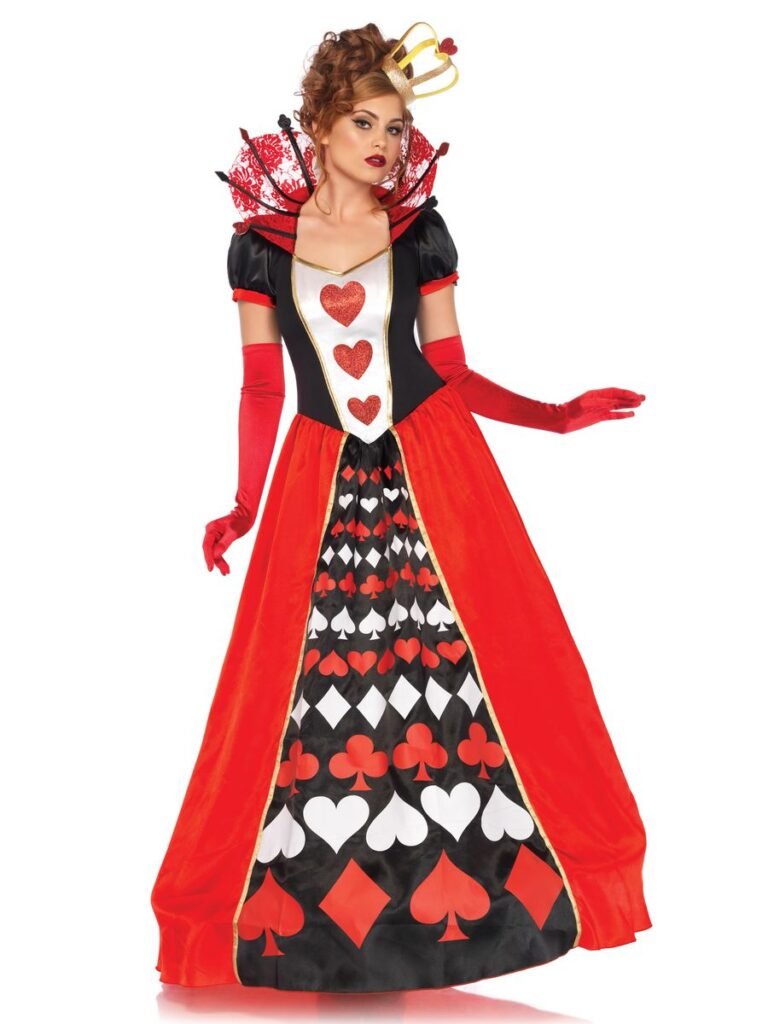 DISFRAZ MUJER REINA DE CORAZONES TRAJE LARGO. DISFRAZ AMERICANO