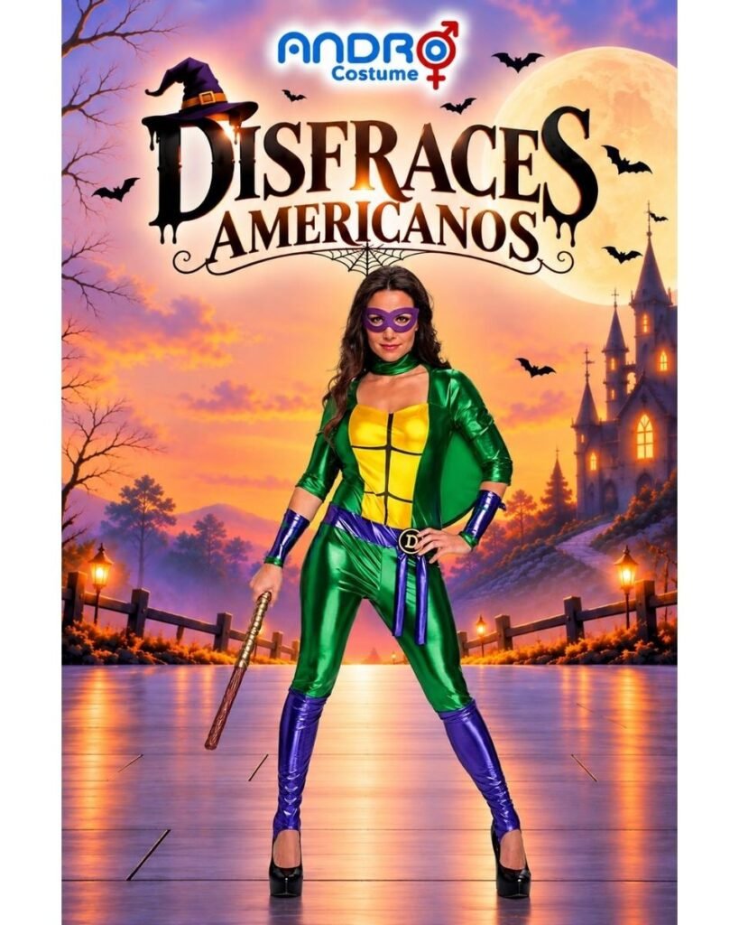 DISFRAZ MUJER TORTUGA NINJA, CINTA MORADA- DISFRAZ AMERICANO