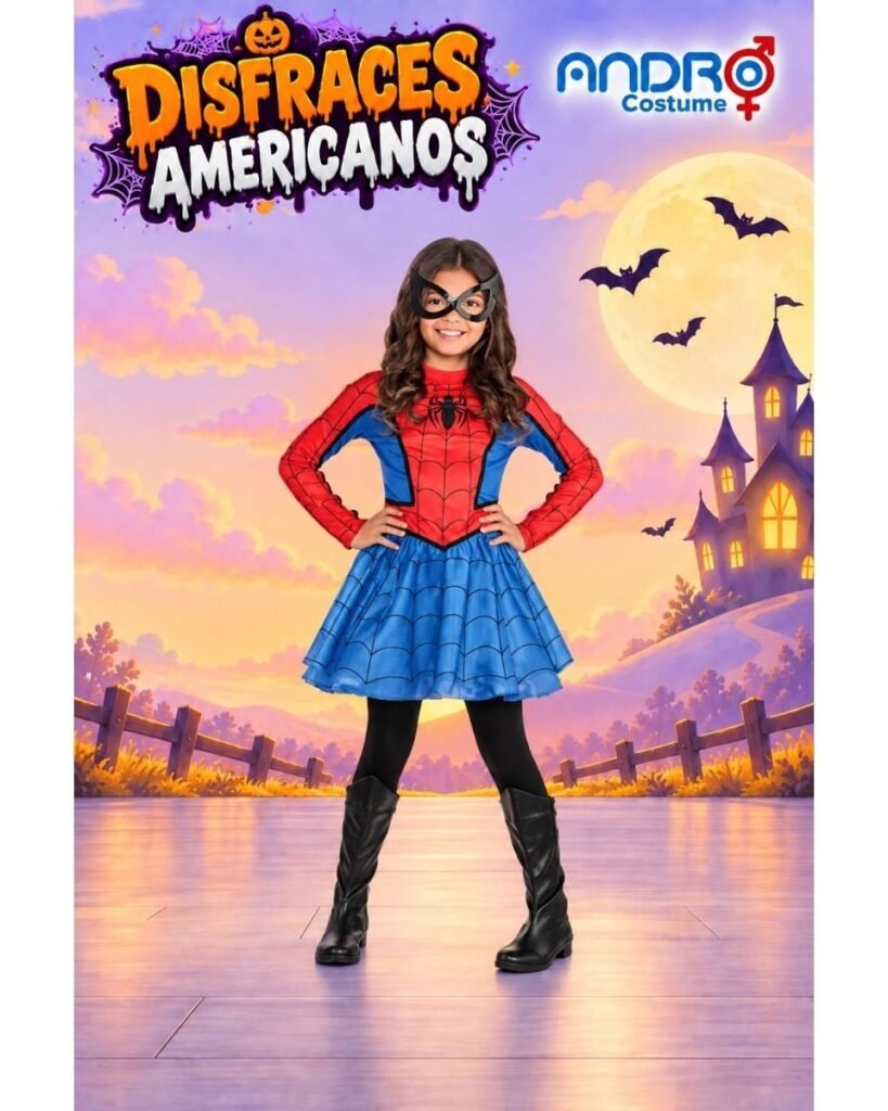 DISFRAZ NIÑA SPIDER-MAN VESTIDO -DISFRAZ AMERICANO