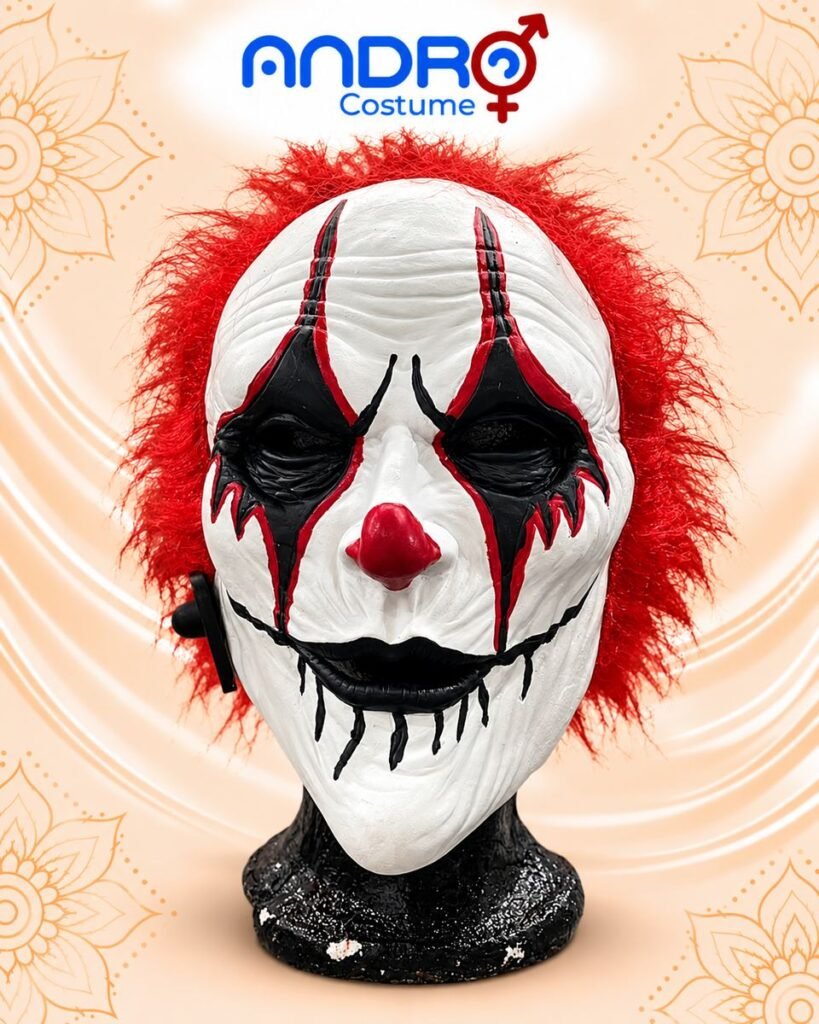 MASCARA LATEX PAYASO SINIESTRO CABELLO ROJO