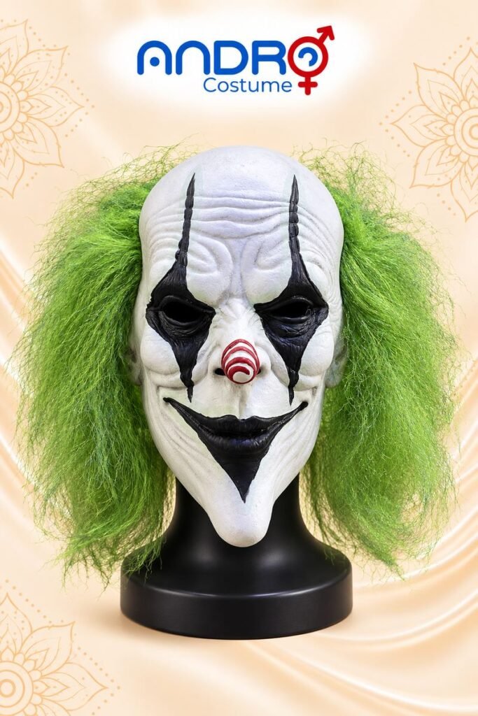 MASCARA LATEX PAYASO SINIESTRO CABELLO VERDE